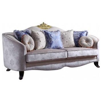 38" X 95" X 44" Cream Fabric Upholstery Sofa w7 Pillows