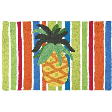 JellyBean Accent Rug Pineapple On Watercolored Stripes