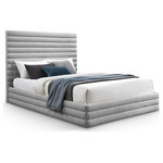 Meridian Furniture - Maxwell Linen Textured Fabric Upholstered Bed, Gray, King - Transform your bedroom into a welcoming sanctuary for blissful sleep with this Maxwell grey linen textured fabric king bed. Its rich grey heathered weave linen textured fabric, adorned with deep channel tufting, exudes luxurious comfort. The contemporary design features an extra-tall headboard, offering both style and support. Perfect for creating a cozy retreat, this bed combines elegance with functionality, promising nights of restful sleep and mornings of rejuvenation in a setting that radiates modern sophistication.
