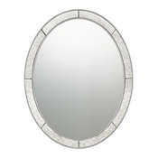 Quoizel QR3335 Reflections 28"x22" Oval Flat Wood Vanity Mirror, Silver Leaf