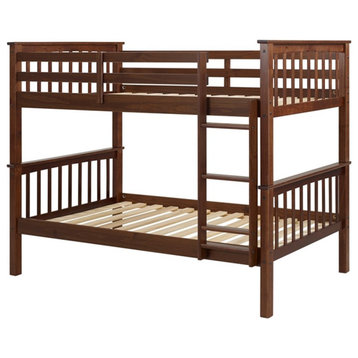 Pemberly Row Twin Over Twin Bunk Bed in Walnut