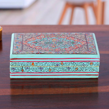 Novica Handmade Persian Flower Paradise Papier Mache Decorative Box