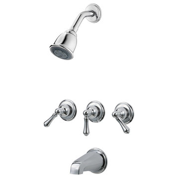 Pfister 3-Handle Tub and Shower Trim Kit Metal Lever Handles, Polished Chrome