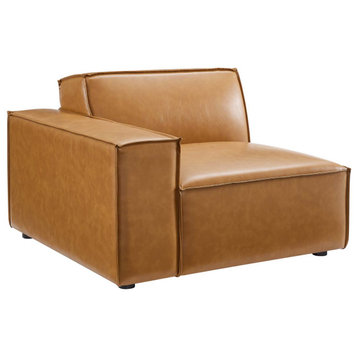 Restore Left-Arm Vegan Leather Sectional Sofa Chair Tan