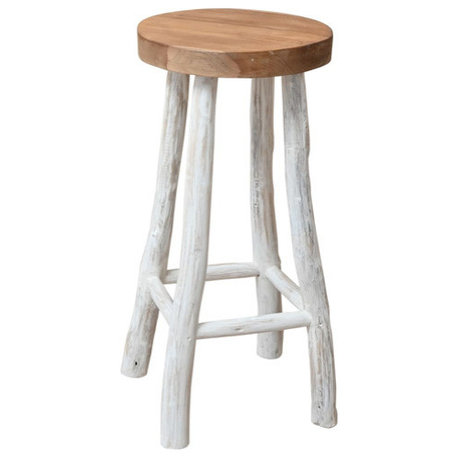 vidaXL Bar Stool Wooden Bar Seat Counter Height Stool Island Stool Solid Teak