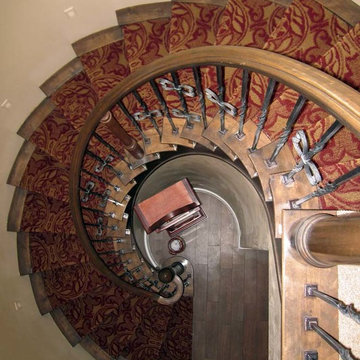 Wood Railing with Wrought Iron Balusters