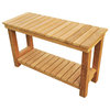 30" Outdoor Teak Patio Busselton Shower Bench With Bottom Shelf, Extra Large