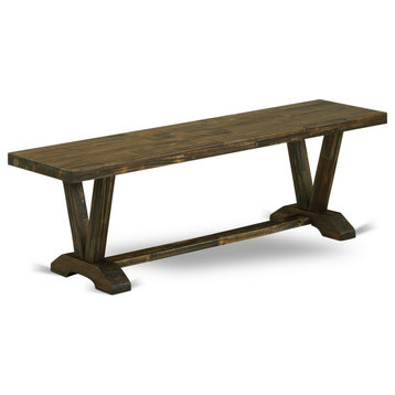 V-Style 15X60 In Dining Bench, Distressed Jacobean 418 Leg, Top Finish