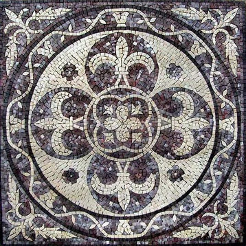 Fleur de Lis Marble Mosaic - Lyla II, 24" X 24"