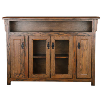 59" Wide Mission Tall Entertainment Console, Yellow Oak