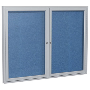 Ghent's Vinyl 36" x 60" 2 Door Enclosed Bulletin Board in Ocean Blue