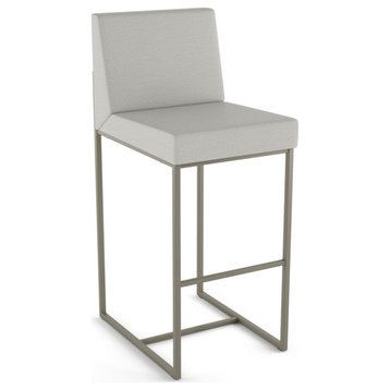 Amisco Derry Counter and Bar Stool, Light Grey Polyester / Grey Metal, Bar Height