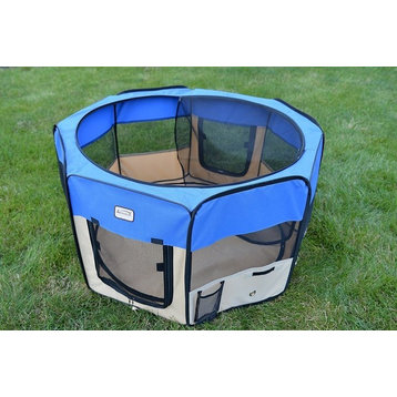 Portable Playpen Blue and Beige
