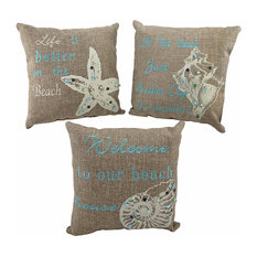 50 Most Por Beach Style Decorative Pillows For 2018 Houzz Zeckos Set Of 3 Beach Themed Accent Pillows 10 Nautical Seashell Decor Decorative