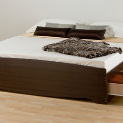 Prepac King Platform Storage Bed with 6 Drawers in Espresso - Platform Beds