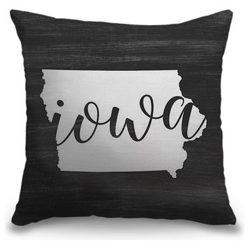 "Home State Typography - Iowa" Outdoor Pillow 16"x16"