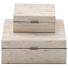DecMode Wooden Decorative Box - Beige - Set of 2 - 41127
