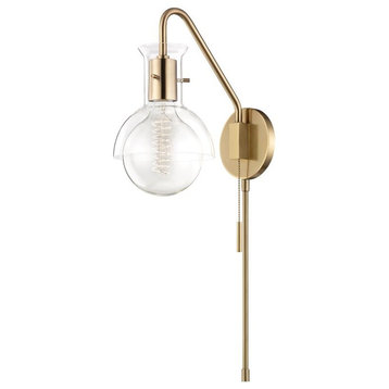 Mitzi Riley 1-LT Wall Sconce With Plug HL111101G-AGB - Aged Brass