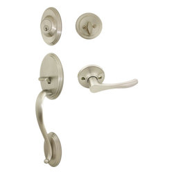 Cosmas - Cosmas 300 Series Satin Nickel Handleset with 30 Series Interior Lever - Door Entry Sets