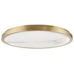 Hudson Valley Lighting - Woodhaven 24" LED Flush Mount Aged Brass Finish White Spanish Alabaster - Features: