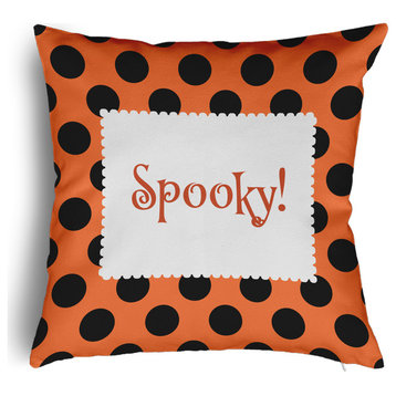 Halloween Spooky Dot Accent Pillow Removable Insert, Traditional Orange, 24"x24"