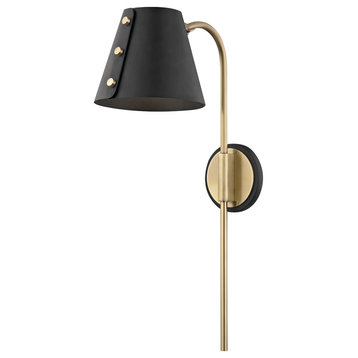 Meta LED Wall Sconce with Plug, Finish: Aged Brass, Black