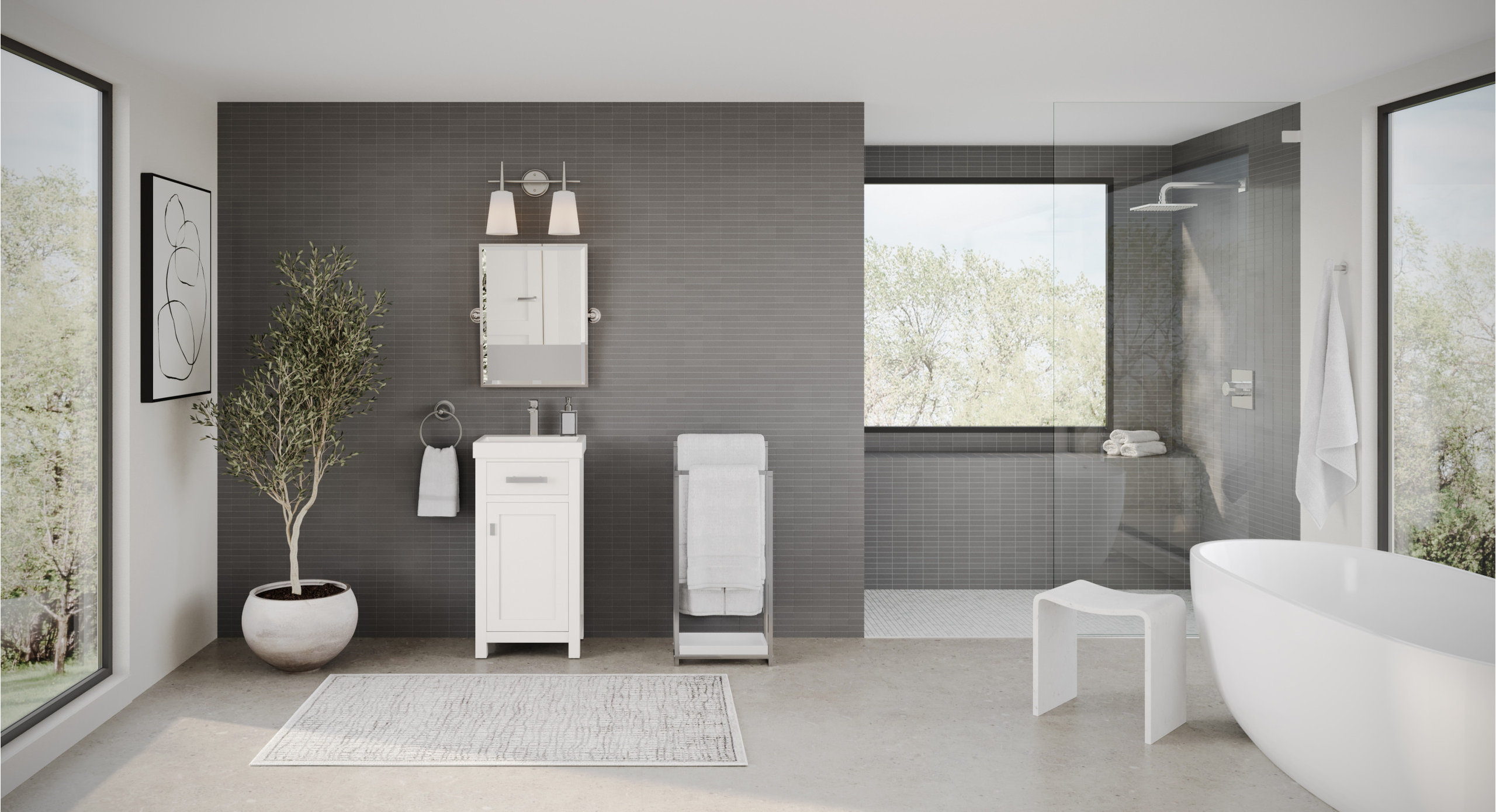 Mia Bathroom Vanity, White, 18", Single Sink