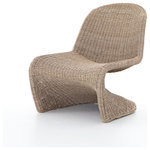 Four Hands - Portia Outdoor Occasional Chair,Vintage white - Strike a pose. Finished in a vintage white, all-weather wicker seating curves for shapely intrigue, indoors or out. Cover or store inside during inclement weather and when not in use.