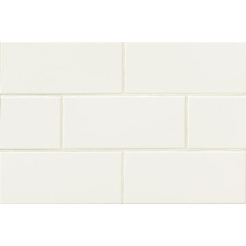 Traditions 4.25"x10" Gloss Subway Tile, Ice White