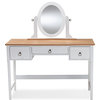Sylvie Vanity Table with Mirror - White, Natural
