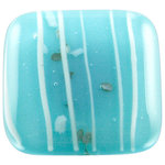 Glass Storm Studios - Turquoise Handmade Knob - Knobs measure approximately 1.25" square and pulls measure approximately .75" x 4.25" with a 3" center to center. Hardware has a brushed nickel finish and uses a standard 8-32 screw.