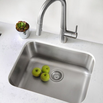 23 inch Dual Mount Single Bowl 18 Gauge Stainless Steel Kitchen Sink S-203T