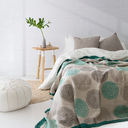 Mint Grey Linen Mandala Throw - Throws