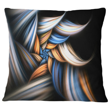 Multi Color Fractal Floral Pattern in Black Floral Throw Pillow, 18"x18"
