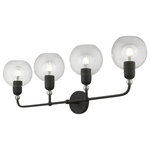 Livex Lighting - Downtown 4 Light Black With Brushed Nickel Accents Large Sphere Vanity Sconce - Bring a refined lighting style to your bath area with this downtown collection four light vanity sconce. Shown in a black finish with brushed nickel finish accents and clear sphere glass.