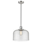 Innovations Lighting - Large Bell 1-Light LED Pendant, Polished Nickel, Glass: Seedy - One of our largest and original collections, the Franklin Restoration is made up of a vast selection of heavy metal finishes and a large array of metal and glass shades that bring a touch of industrial into your home.