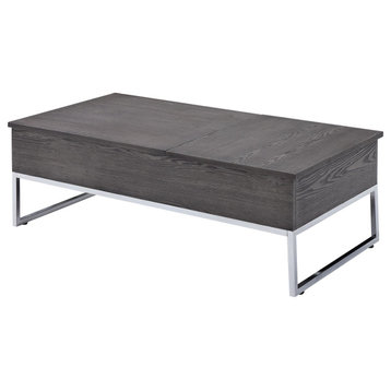 Acme Coffee Table With Gray Oak And Chrome 81170