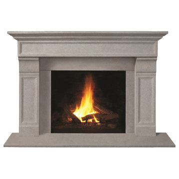 Fireplace Stone Mantel 1111.511 With Filler Panels, Limestone, With Hearth Pad