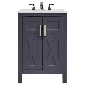 Stufurhome Hathaway 24 in. x 34 in. Grey Engineered Wood Laundry Sink