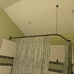 Corner Shower Rod w/ Sloped Support - Shower Curtain Rods