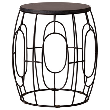 19 in. Oto Black Wrought Iron Accent Table