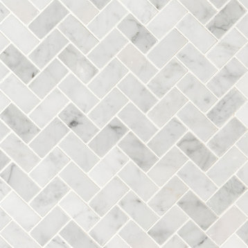 MSI SMOT-1X2HBH 12" x 12" Herringbone Mosaic Wall Tile - Honed - Carrara White
