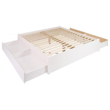 King Select 4-Post Platform Bed With 4 Drawers, White