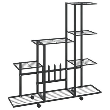 vidaXL Plant Stand Plant Rack Plant Shelves for Indoor and Outdoor Black Metal