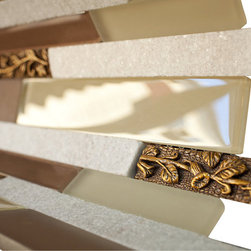 Glossy Light and Dark Brown & White Porcelain with Metal Flower Modern Vintage - Home Accessories & Decor