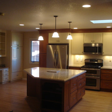 After pictures of open concept Kitchen and office.