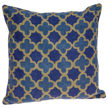 Parkland Collection Calix Accent Blue Pillow Cover With Poly Insert, 20"
