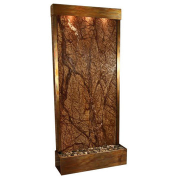 Tranquil River Floor Fountain, Rustic Copper, Rainforest Brown Marble