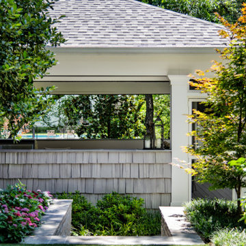 Custom Frestanding Outdoor Living Arbor with Built0In Grill