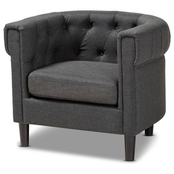 Baxton Studio Bisset Gray Fabric Chesterfield Chair